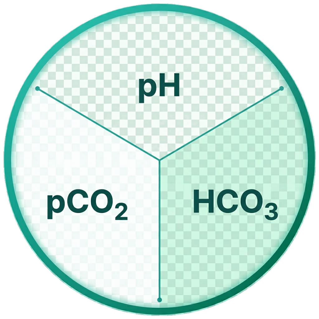 Roda do pH — diagrama com pH, pCO2 e HCO3